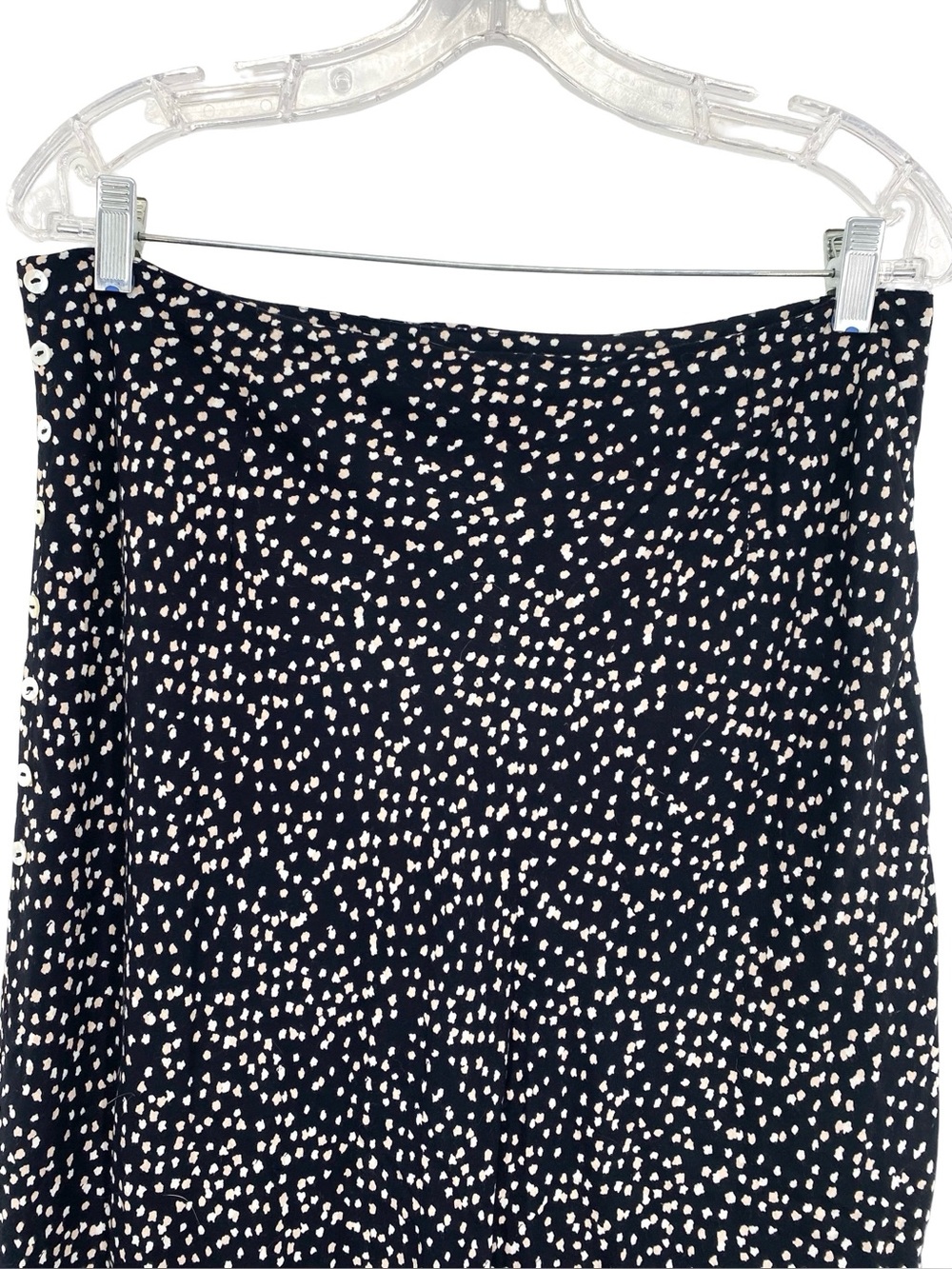 Leith Dot Pattern Flare Black Midi Skirt Size Large - Picture 3 of 9
